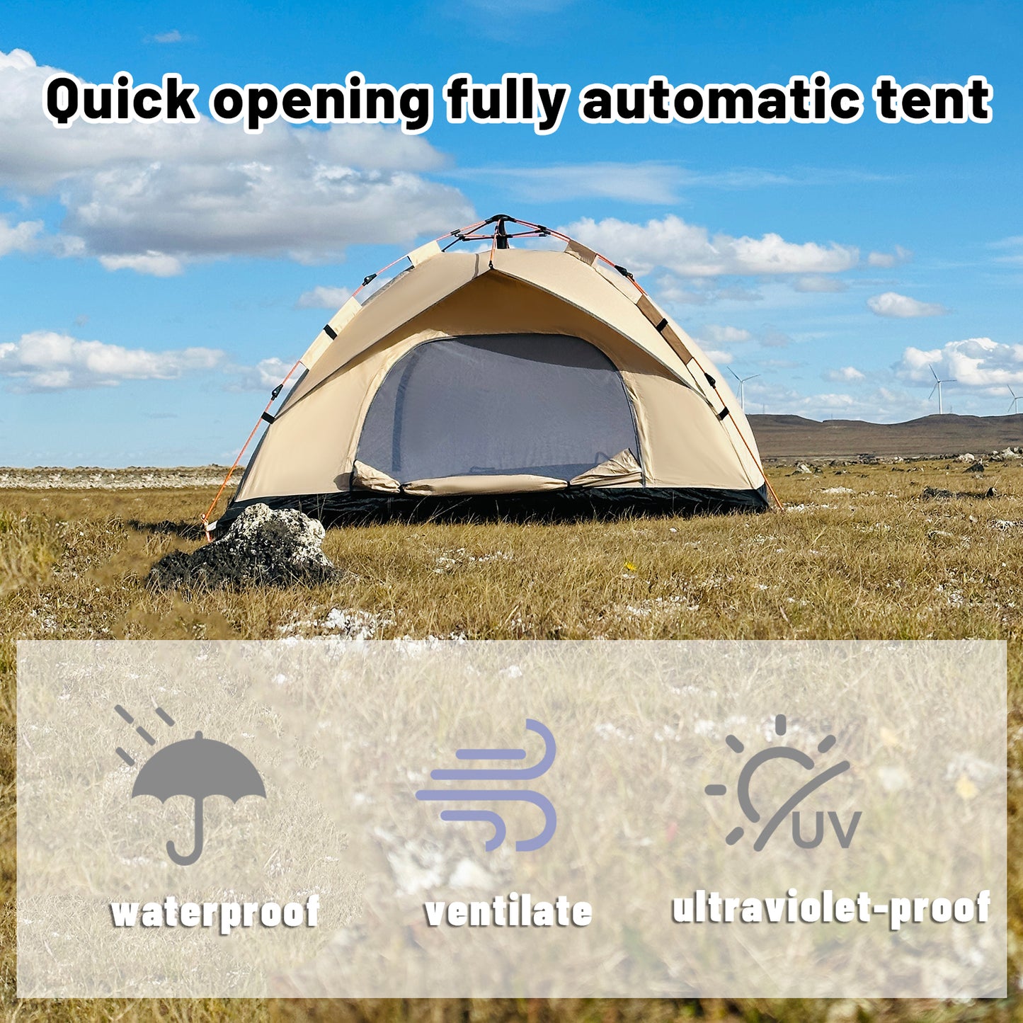 Outdoor Automatic Quick-opening Tent Automatic Rainproof Sunshine-proof Tent Fishing Beach Sunshine Shelter 4 person tents for camping Portable Fishing Hiking, mountaineering, hunting