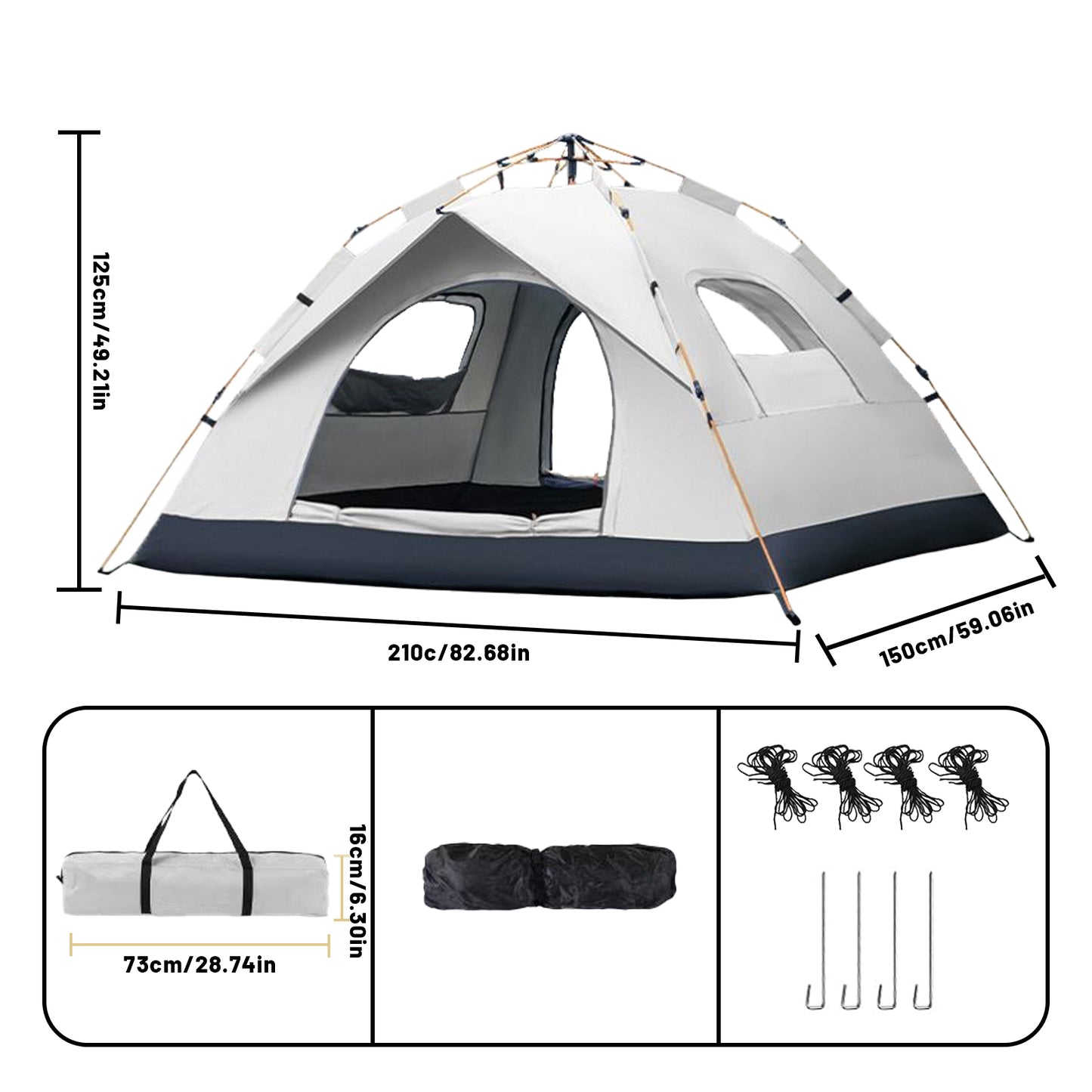 Outdoor shelter Automatic Quick-opening Tent Sunshade Outdoor Self-driving Travel Camping Tent Automatic Rainproof Sunshine-proof Tent Fishing Beach Sunshine Shelter 2-3/3-4 Person Portable Fishing Hiking Hiking, mountaineering, hunting