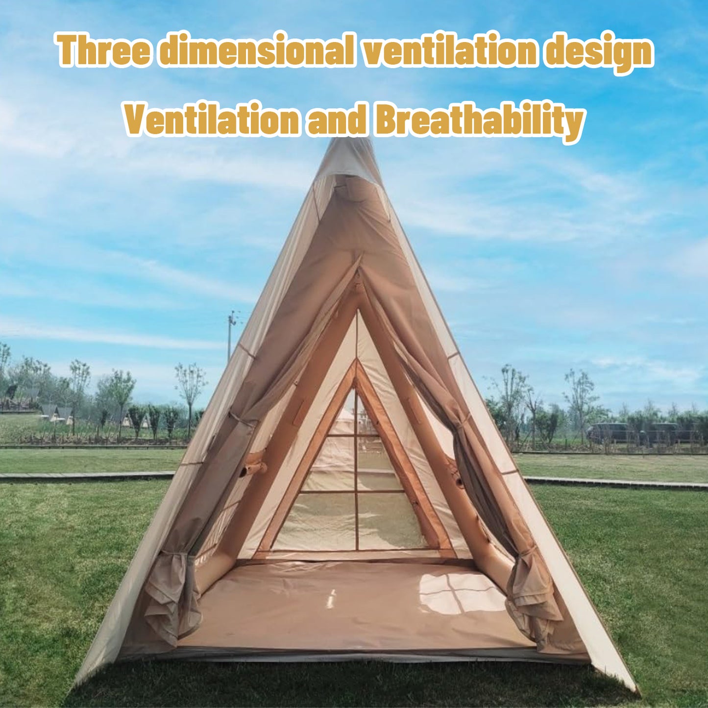 Tent Free-to-Build Inflatable Tent 2-Person Outdoor Park Tent Double Rain-Proof Camping Triangle Portable Tent Outdoor Tent