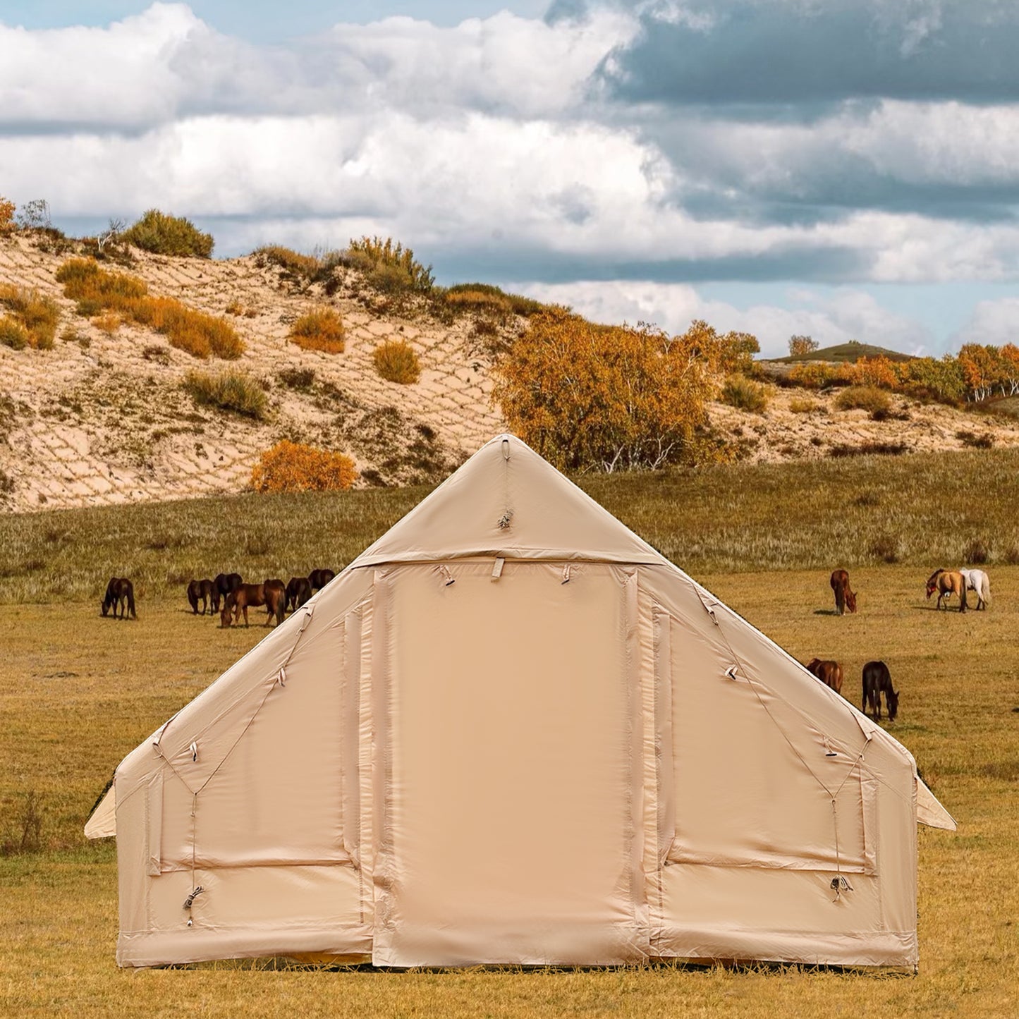 Inflatable Camping Tent Easy Setup 4 Season Glamping Tent with High Performance Inflatable Structure 4-6 Persons Waterproof Windproof Outdoor Self-Supporting blow up tent Air Tent portable house hiking fishing Tailgating