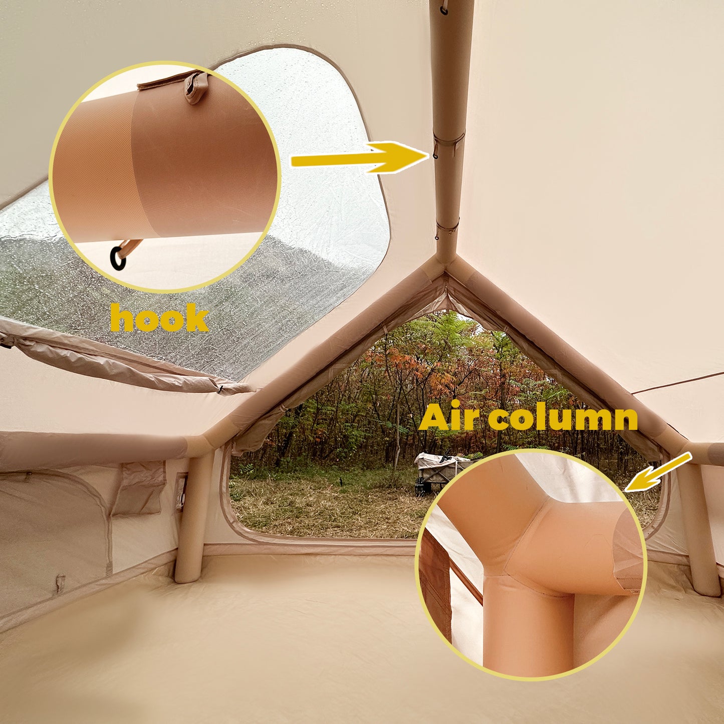 Inflatable Camping Tent Easy Setup 4 Season Glamping Tent with High Performance Inflatable Structure 4-6 Persons Waterproof Windproof Outdoor Self-Supporting blow up tent Air Tent portable house hiking fishing Tailgating