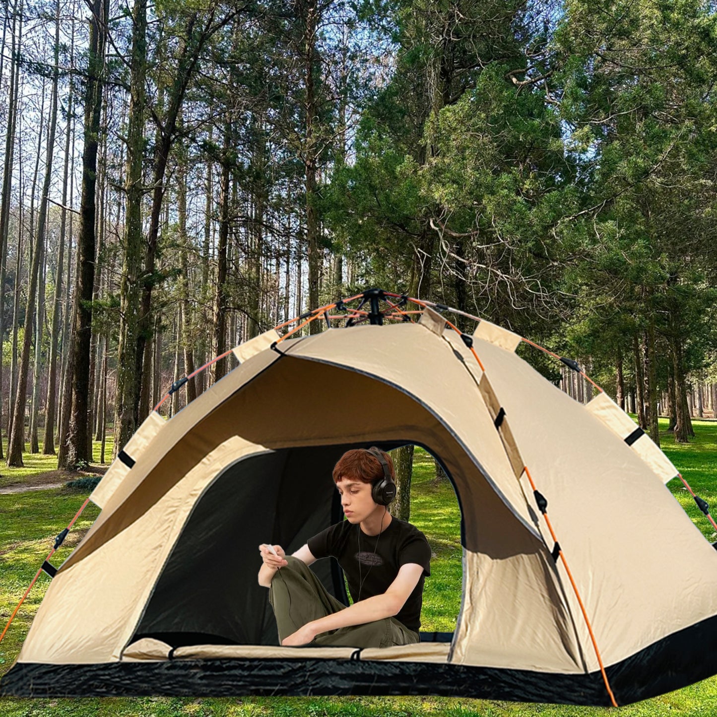 Outdoor Automatic Quick-opening Tent Automatic Rainproof Sunshine-proof Tent Fishing Beach Sunshine Shelter 4 person tents for camping Portable Fishing Hiking, mountaineering, hunting