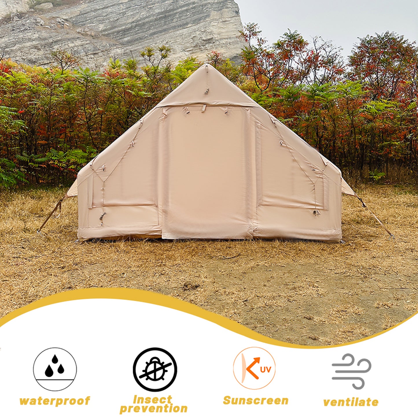 Inflatable Camping Tent Easy Setup 4 Season Glamping Tent with High Performance Inflatable Structure 4-6 Persons Waterproof Windproof Outdoor Self-Supporting blow up tent Air Tent portable house hiking fishing Tailgating