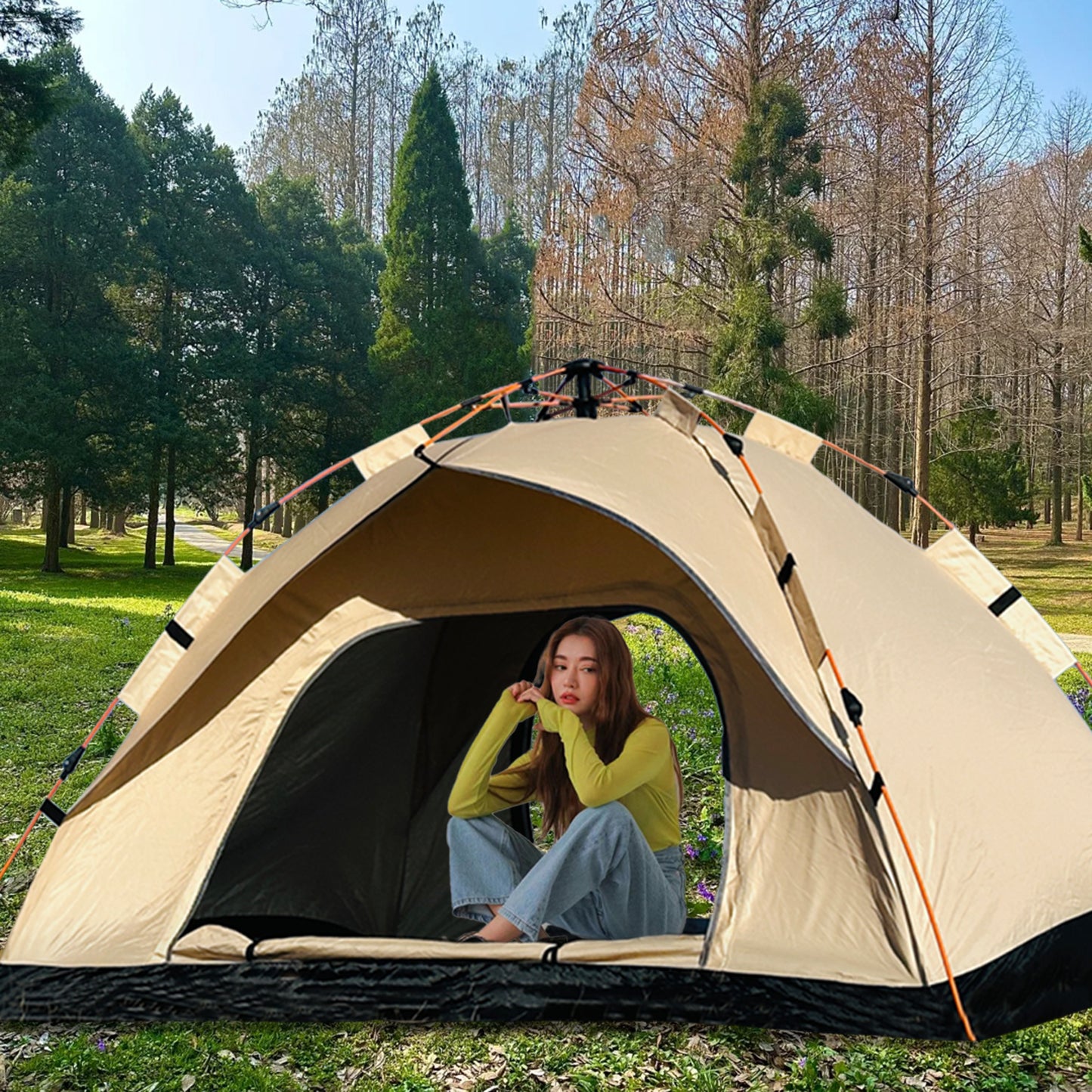 Outdoor Automatic Quick-opening Tent Automatic Rainproof Sunshine-proof Tent Fishing Beach Sunshine Shelter 4 person tents for camping Portable Fishing Hiking, mountaineering, hunting
