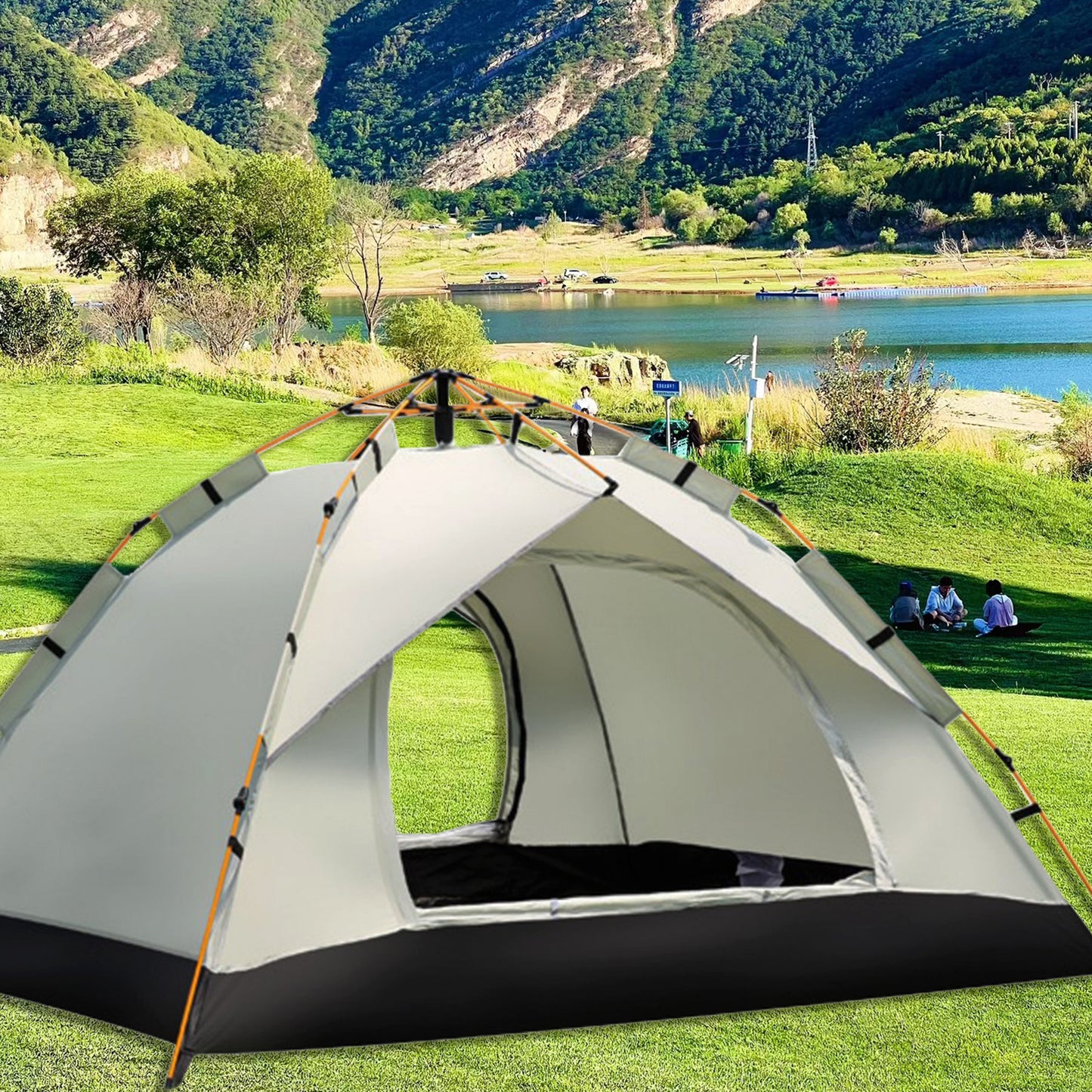 Outdoor shelter Automatic Quick-opening Tent Sunshade Outdoor Self-driving Travel Camping Tent Automatic Rainproof Sunshine-proof Tent Fishing Beach Sunshine Shelter 2-3/3-4 Person Portable Fishing Hiking Hiking, mountaineering, hunting