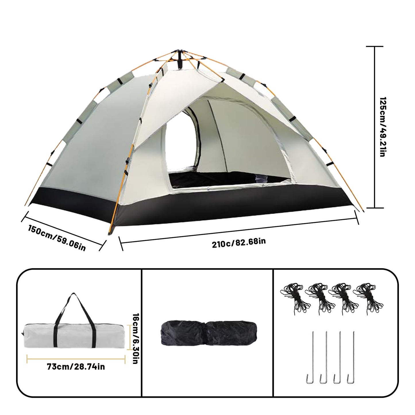 Outdoor shelter Automatic Quick-opening Tent Sunshade Outdoor Self-driving Travel Camping Tent Automatic Rainproof Sunshine-proof Tent Fishing Beach Sunshine Shelter 2-3/3-4 Person Portable Fishing Hiking Hiking, mountaineering, hunting