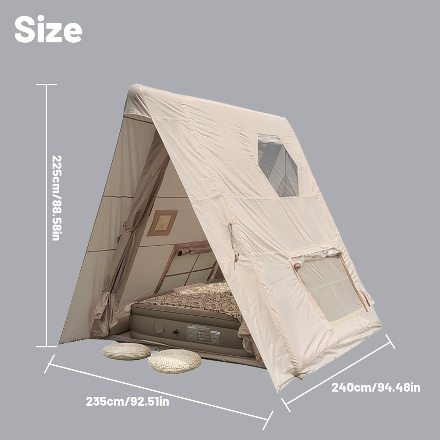 Tent Free-to-Build Inflatable Tent 2-Person Outdoor Park Tent Double Rain-Proof Camping Triangle Portable Tent Outdoor Tent