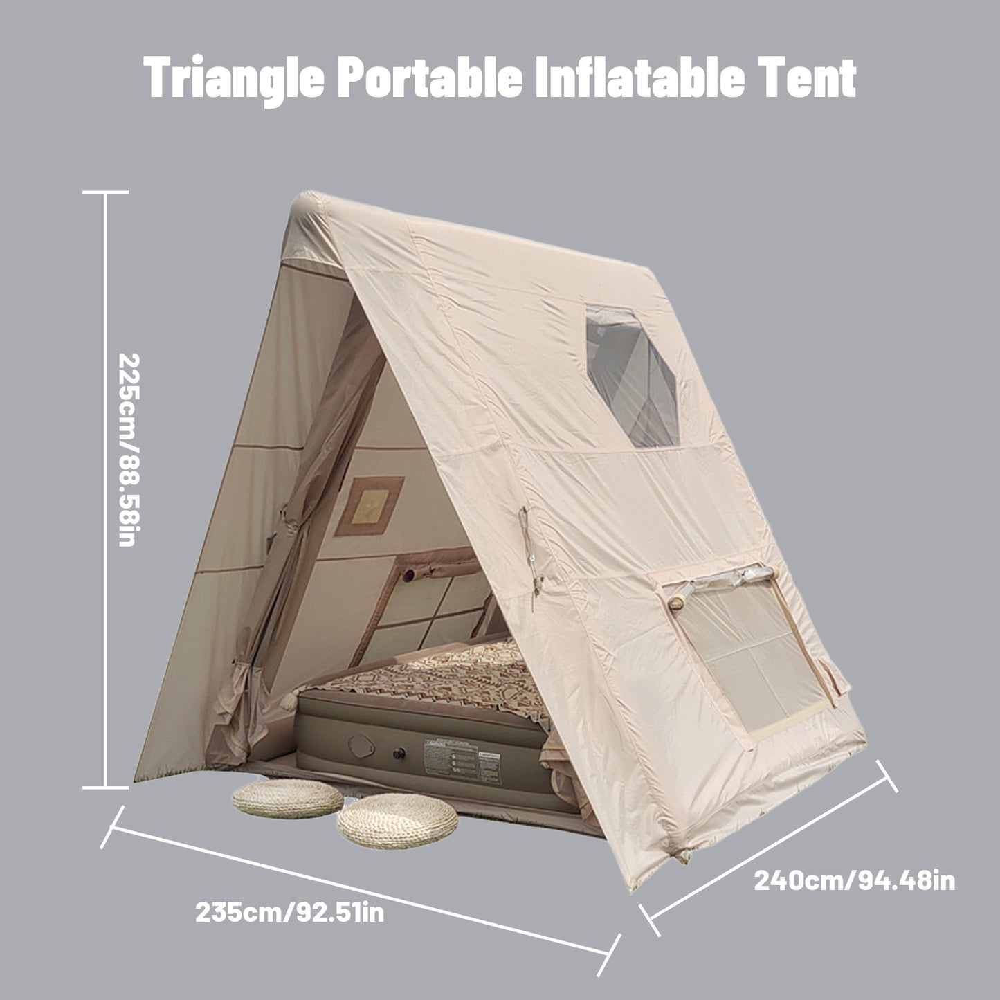 Tent Free-to-Build Inflatable Tent 2-Person Outdoor Park Tent Double Rain-Proof Camping Triangle Portable Tent Outdoor Tent
