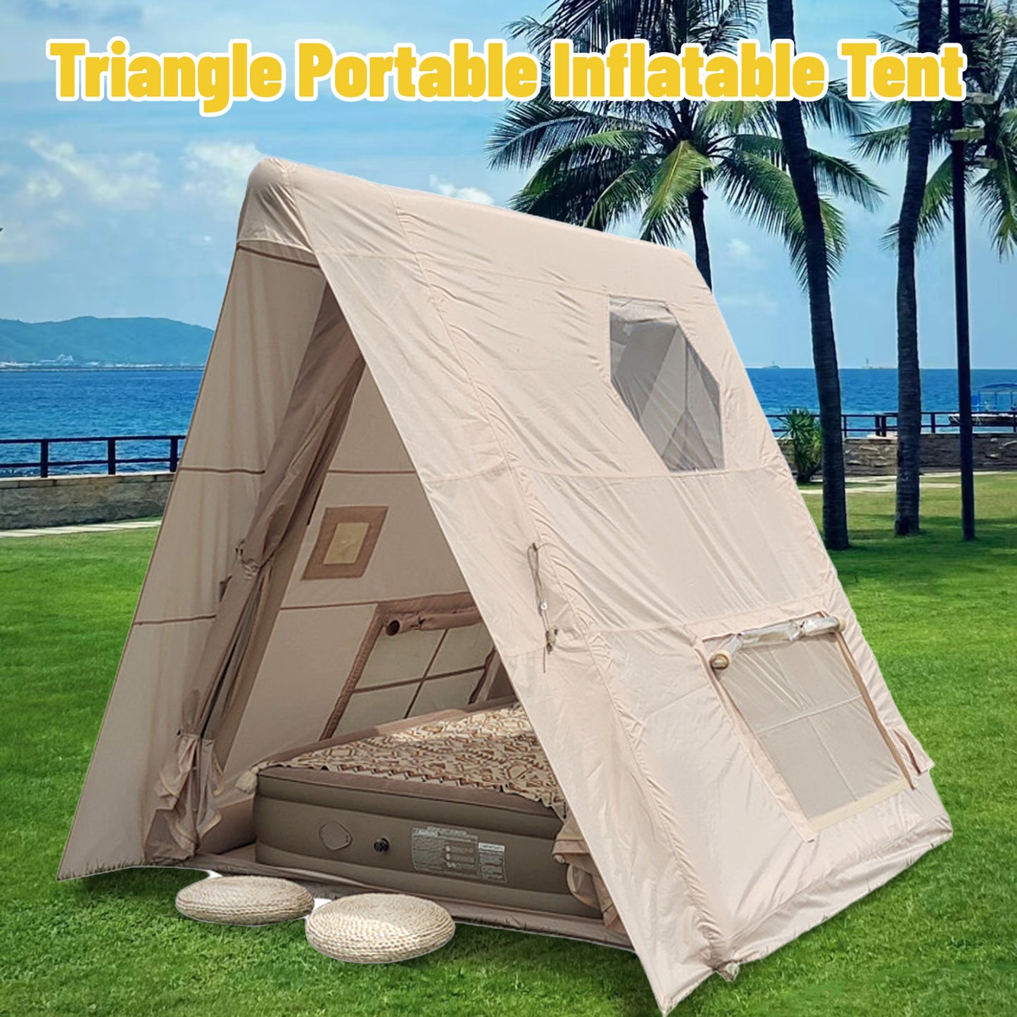 Tent Free-to-Build Inflatable Tent 2-Person Outdoor Park Tent Double Rain-Proof Camping Triangle Portable Tent Outdoor Tent