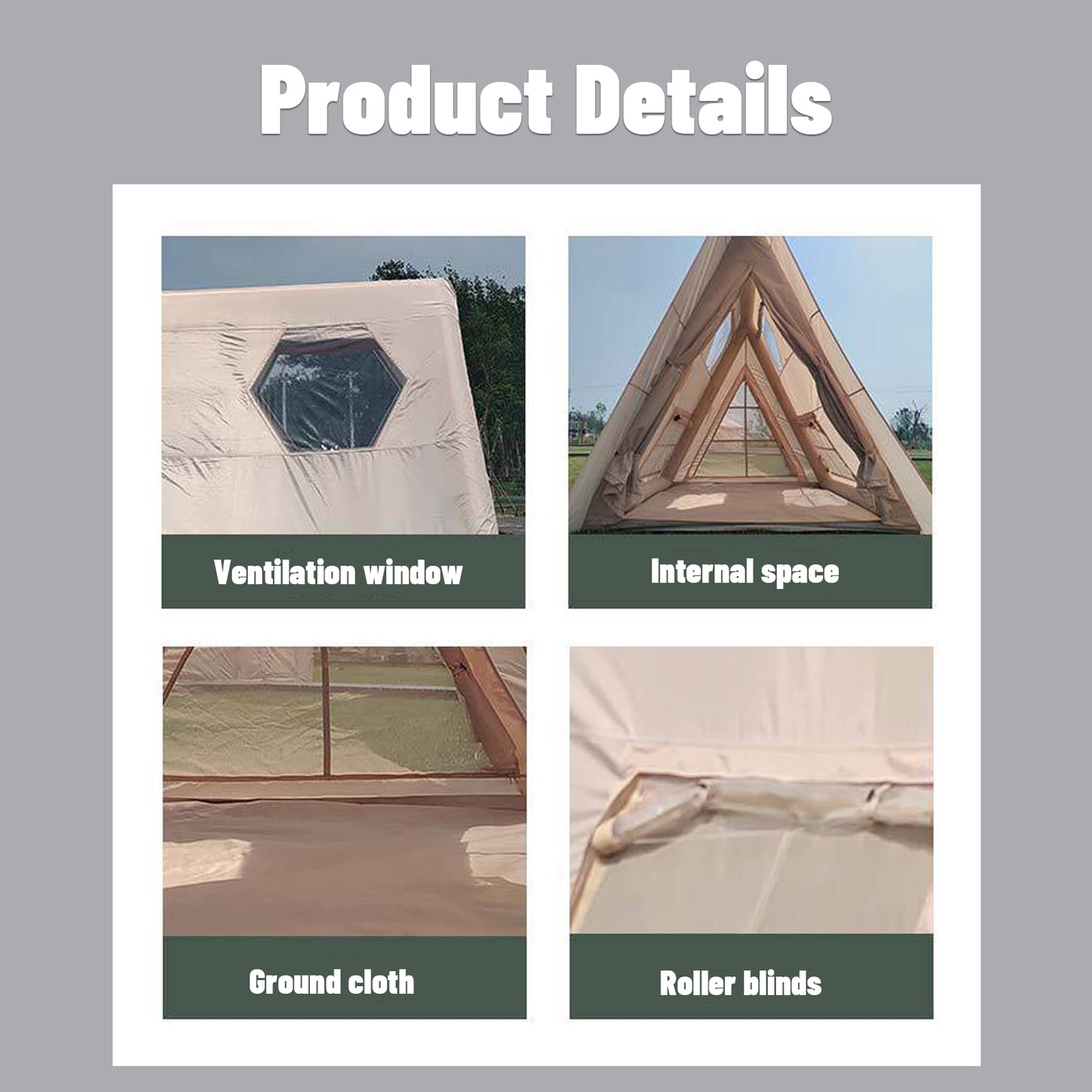 Tent Free-to-Build Inflatable Tent 2-Person Outdoor Park Tent Double Rain-Proof Camping Triangle Portable Tent Outdoor Tent