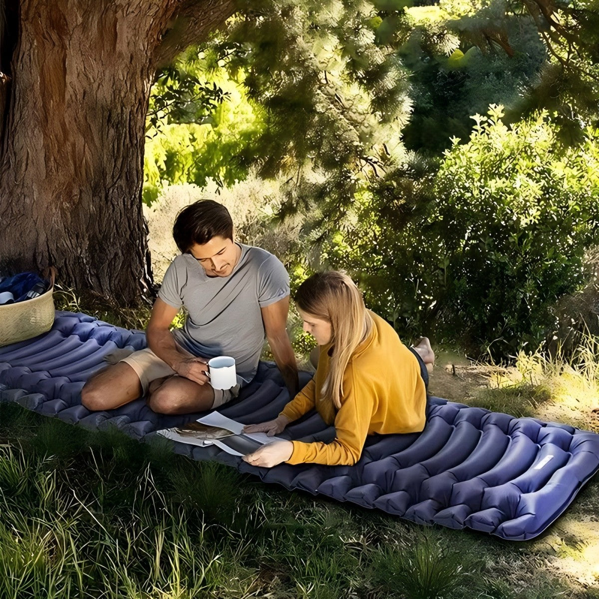 Eco-Friendly Foot Pump Air Mattress | Portable Quick-Inflate Camping Bed with Non-Slip Surface, Lightweight & Waterproof for Outdoor Travel, Guest Bedding