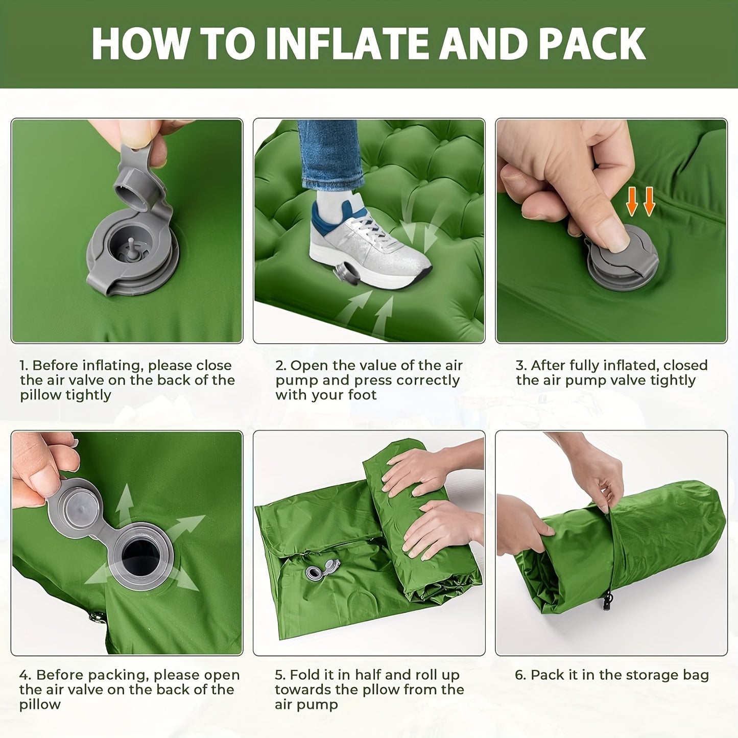Eco-Friendly Foot Pump Air Mattress | Portable Quick-Inflate Camping Bed with Non-Slip Surface, Lightweight & Waterproof for Outdoor Travel, Guest Bedding