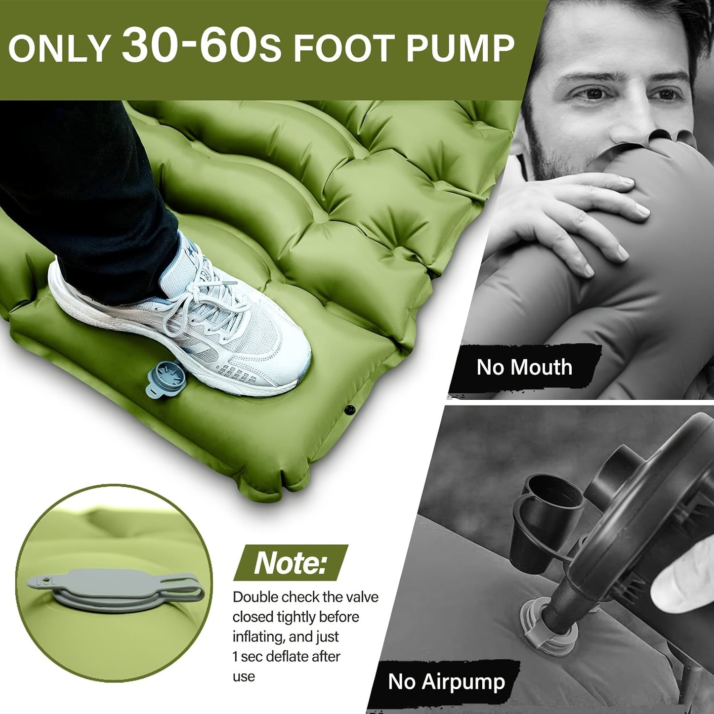 Eco-Friendly Foot Pump Air Mattress | Portable Quick-Inflate Camping Bed with Non-Slip Surface, Lightweight & Waterproof for Outdoor Travel, Guest Bedding