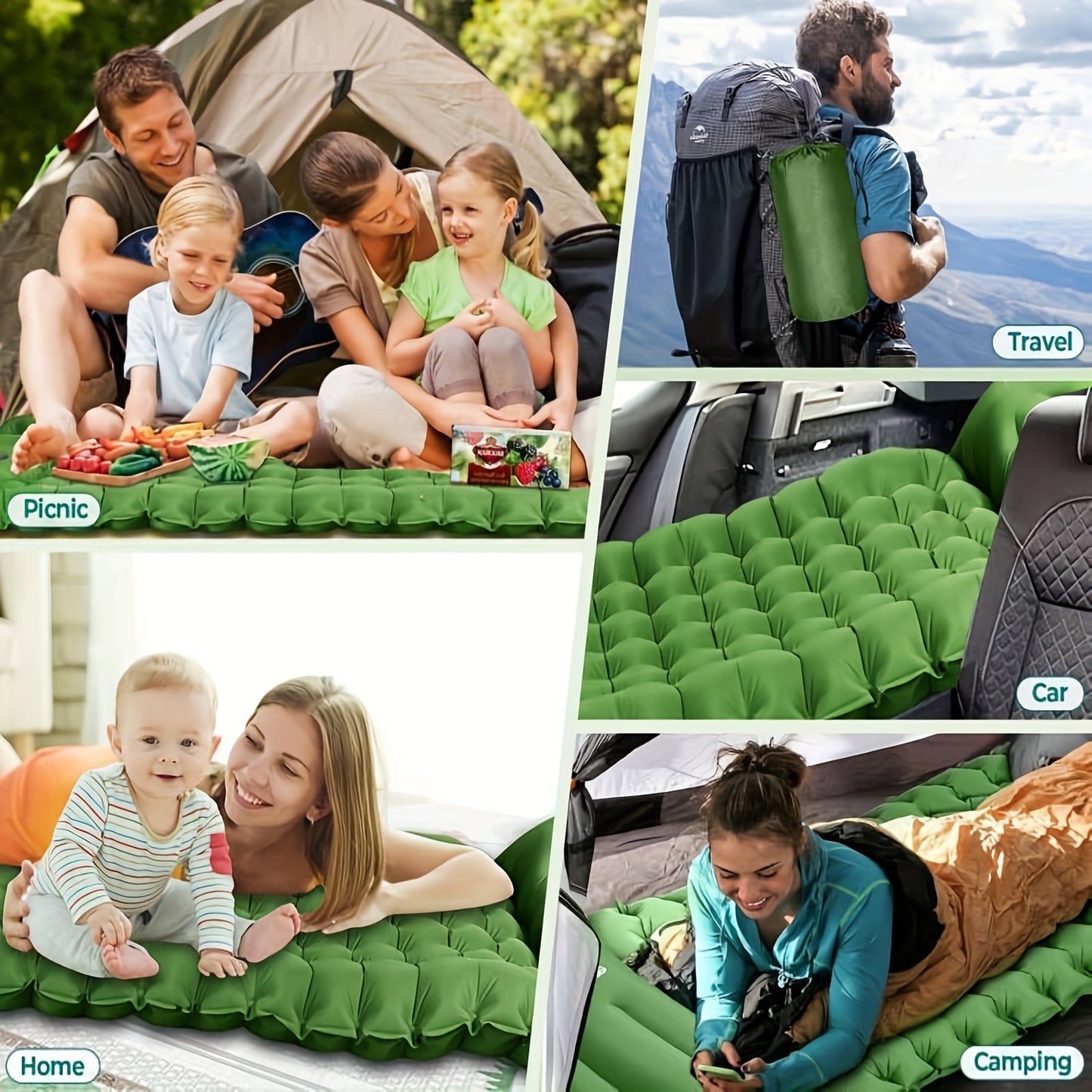 Eco-Friendly Foot Pump Air Mattress | Portable Quick-Inflate Camping Bed with Non-Slip Surface, Lightweight & Waterproof for Outdoor Travel, Guest Bedding
