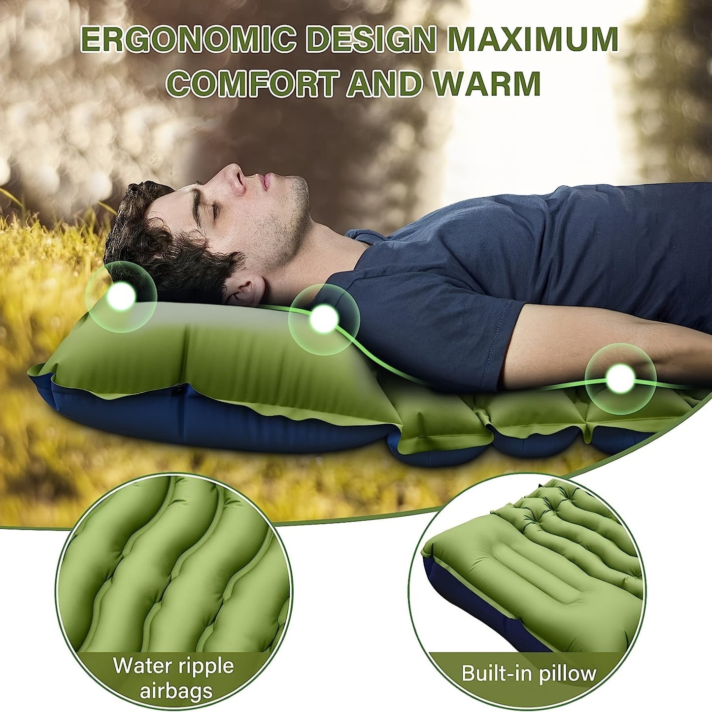 Eco-Friendly Foot Pump Air Mattress | Portable Quick-Inflate Camping Bed with Non-Slip Surface, Lightweight & Waterproof for Outdoor Travel, Guest Bedding
